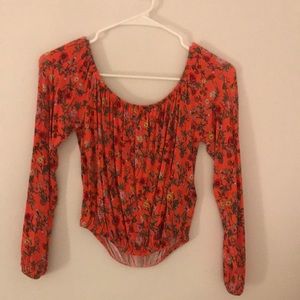 H&M Orange off-shoulder crop top